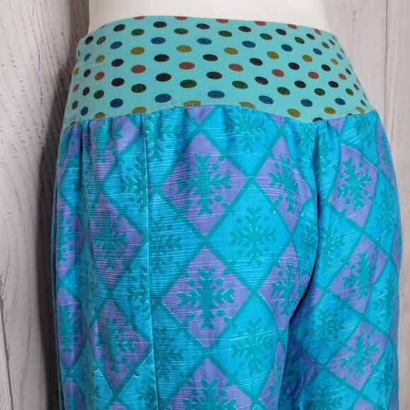 One of a kind Jil Cappuccio Blue Purple Snowflake Polka Dot Gaucho Pants - Picture 6 of 7